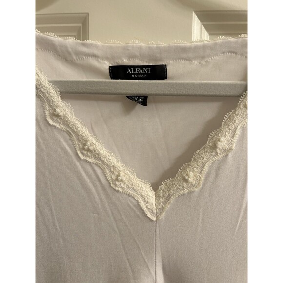 Alfani Womens Top Size 2X White Lace Sequins V-Neck Sleeveless Y2K Whimsygoth - Picture 3 of 5